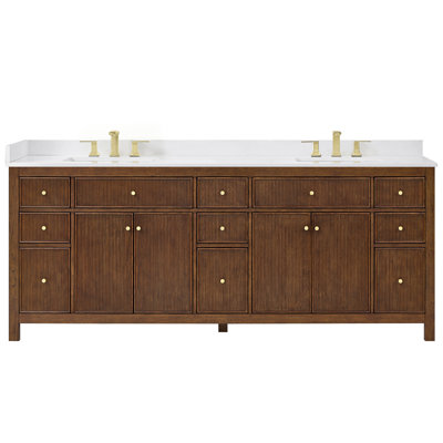 Pendry 84" Freestanding Double Bathroom Vanity with Quartz Top