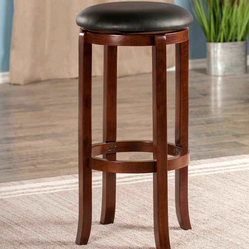Swivel Upholstered Counter Stool with Solid Wood Frame, Bar Stool (30" Seat Height)