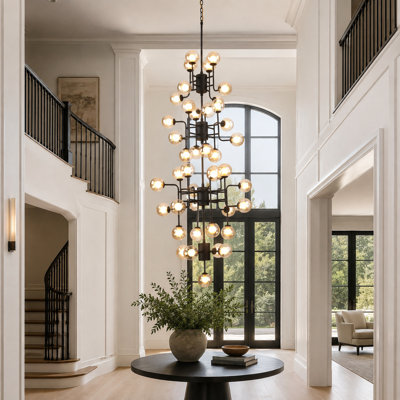 41-Light Modern Glass Large Staircase Chandelier (Total Height 8.2ft)
