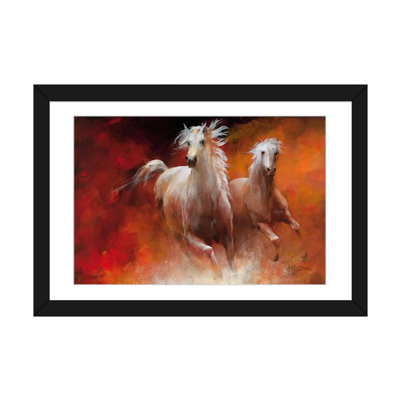 «Wild Horses II» par willem haenraets - impression sur toile tendue, H 16 po x l 24 po x P 1 po, Papier d'art encadré noir