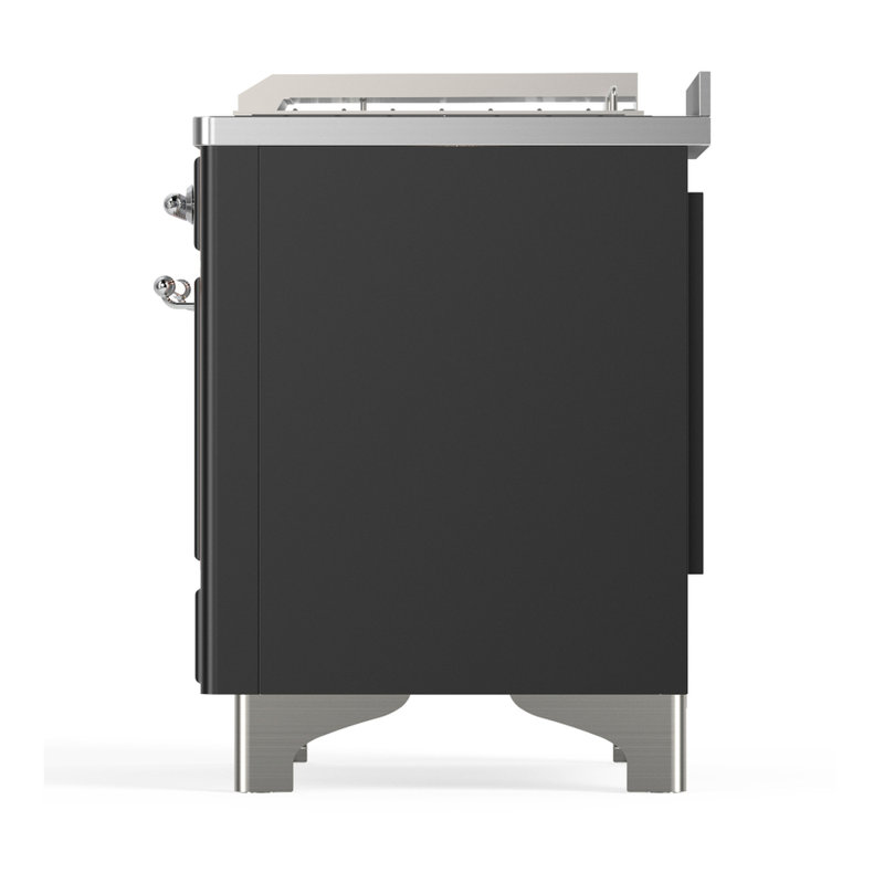 Majestic III Series 48 Inch Dual Fuel Range with 5 Sealed Burners, Griddle, Frenchtop in Glossy Black (Natural Gas, Burnished Trim)