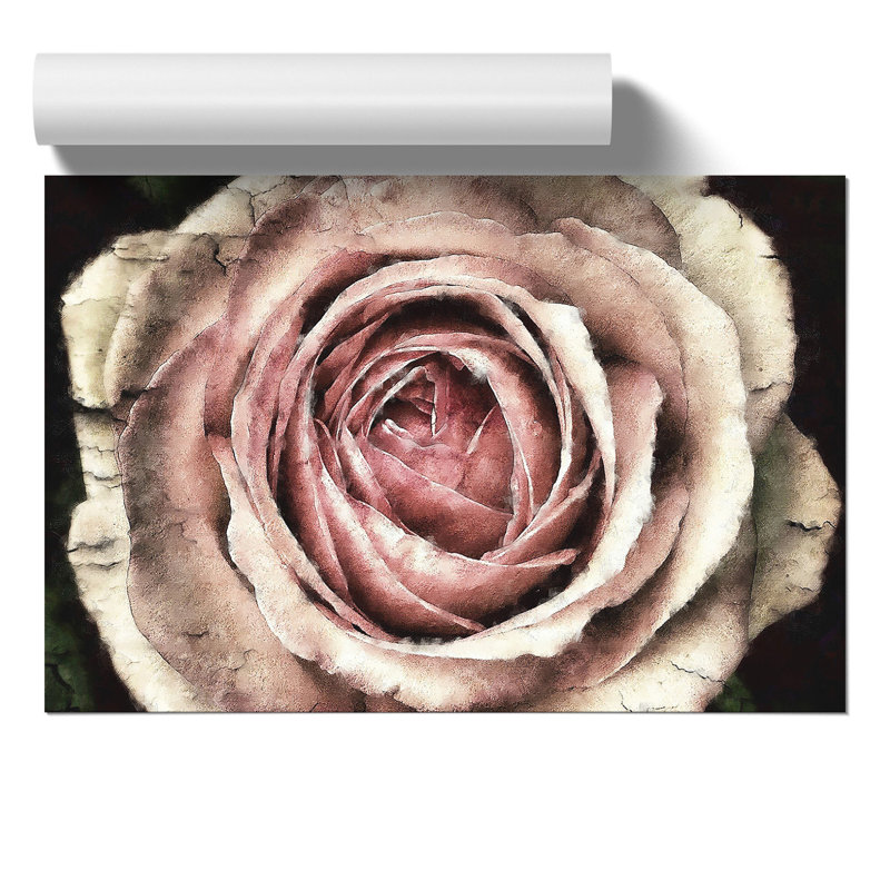 Pink Rose Flower Painting - Frameless Print, 21cm H x 30cm W x 0.1cm D