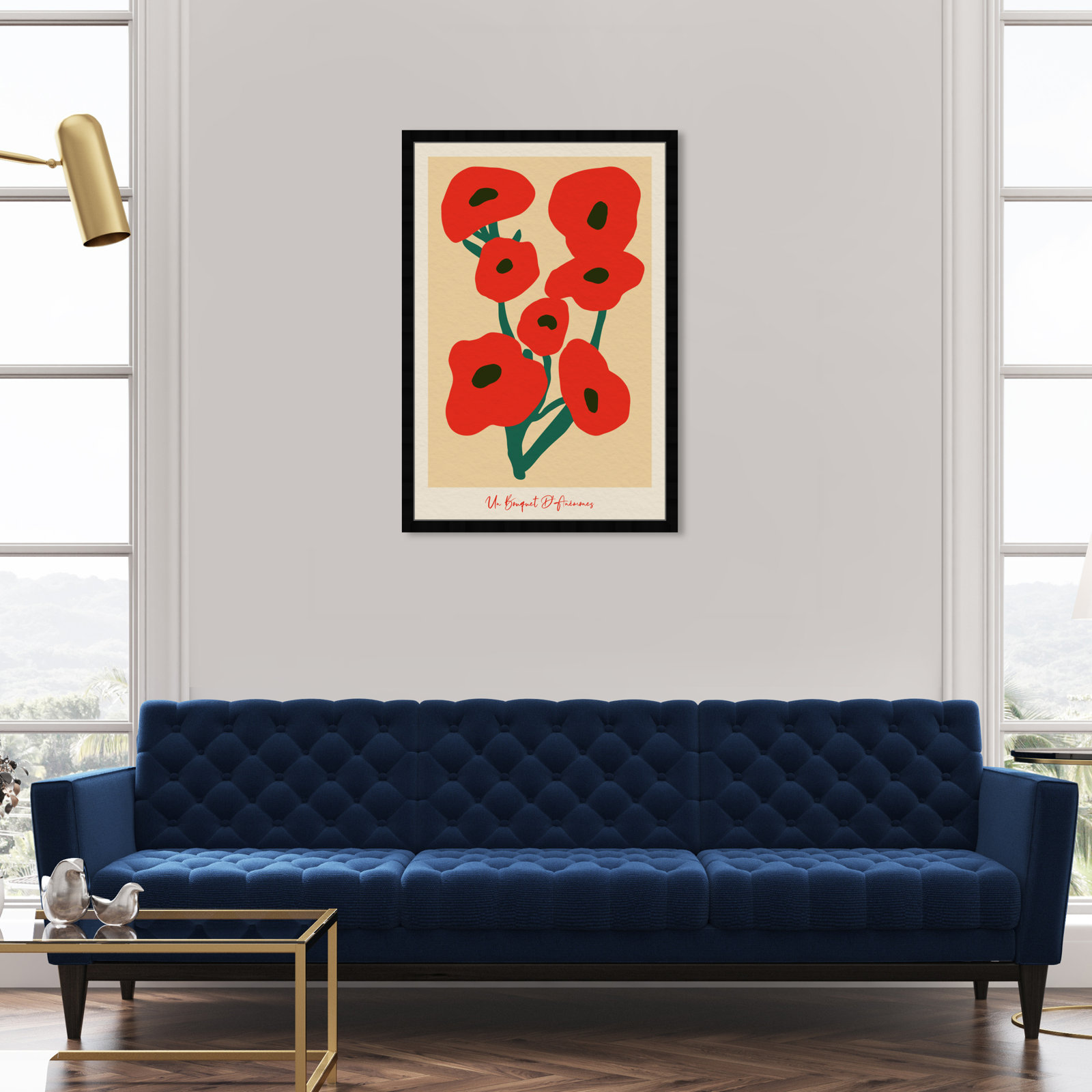 Modern Red Flower Bouquet by Oliver Gal, Black, 38" H x 26" W