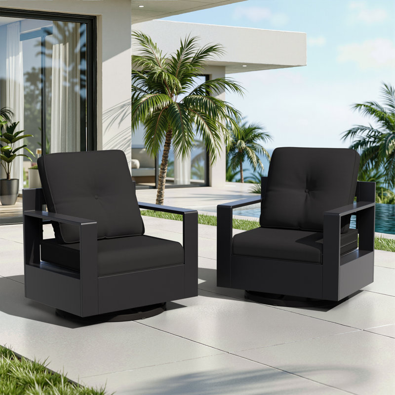 Outdoor 4" Deep Seat Cushion Set With Olefin Fabric, 8, Black