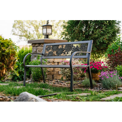 Anoesti Sunflower Tube Steel Park Bench by Red Barrel Studio