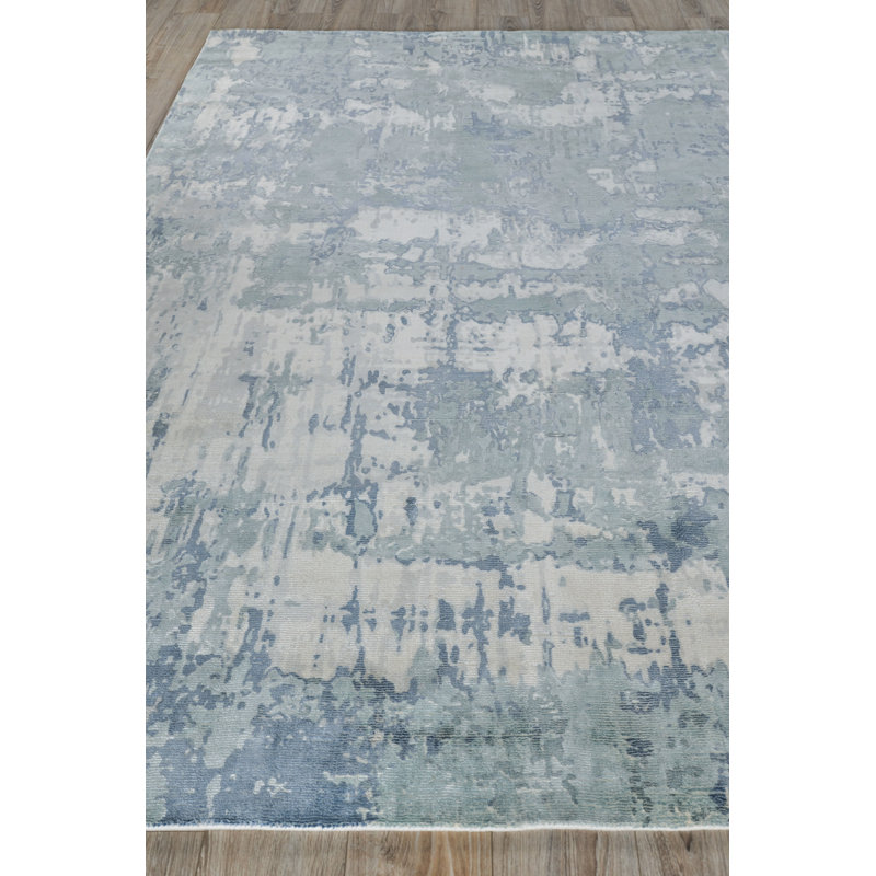 Laguna Abstract Hand-Loomed Blue Area Rug, Rectangle 6' x 9'