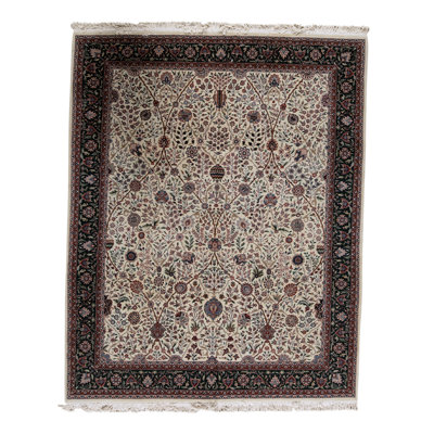 Tapis brun / noir / gris de haute qualité noué à la main