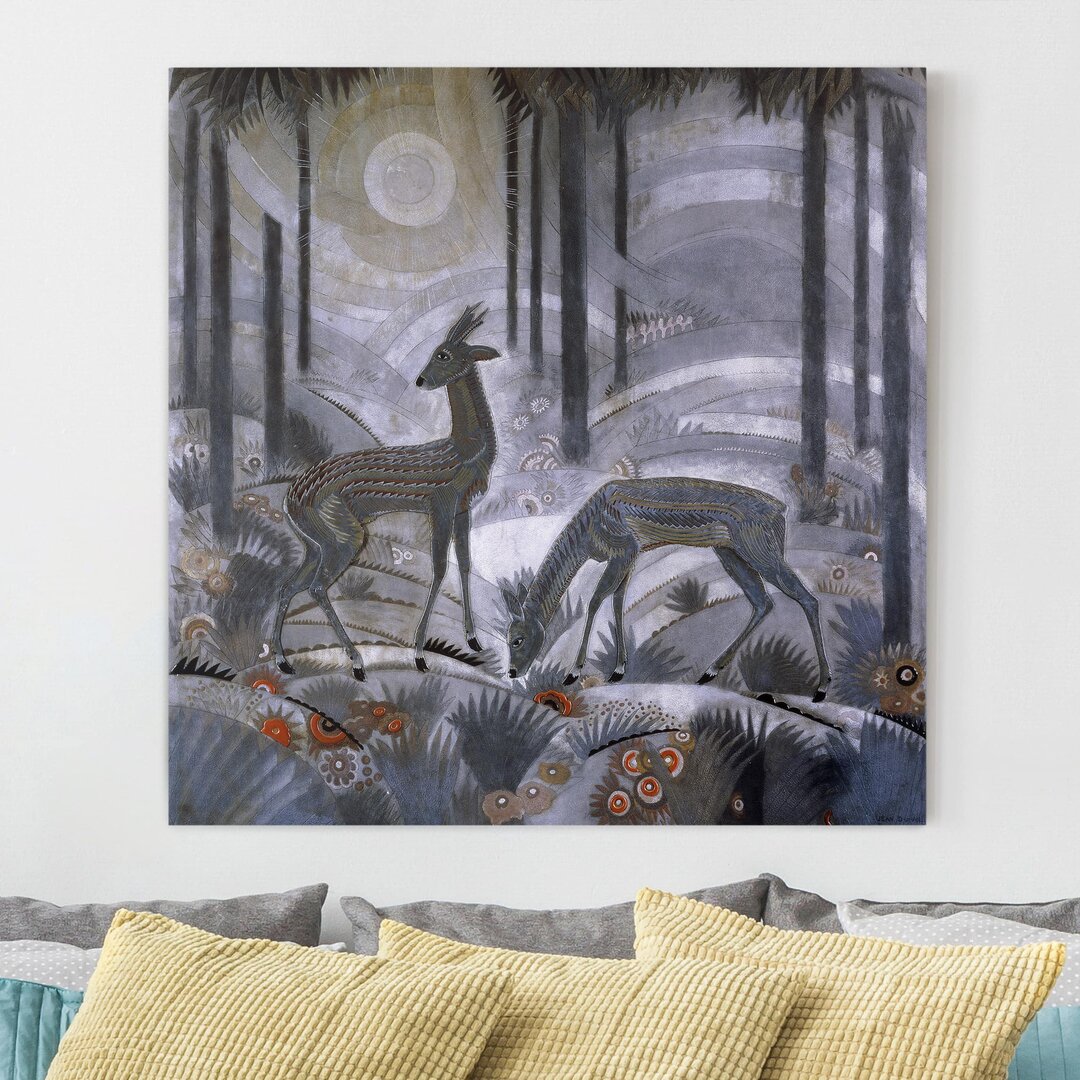 Leinwandbild Zwei Rehe im Wald von Jean Dunand