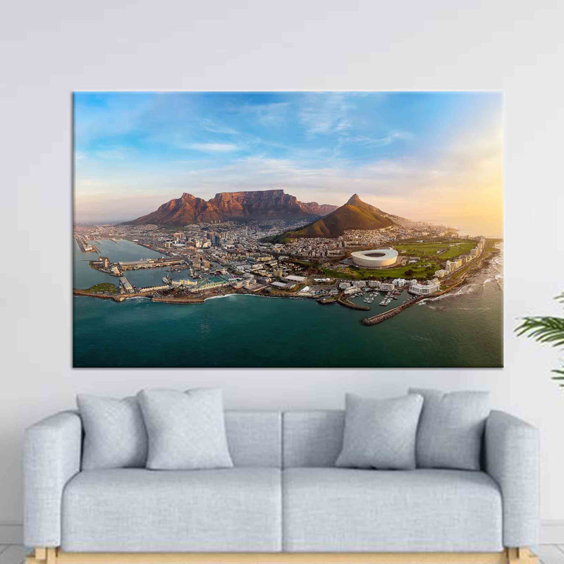 Art sur toile de coton paysage urbain et paysage urbain Table Mountain National Park, H 20 po x l 28 po, Toile tendue