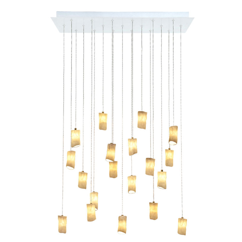 Lustre rectangulaire en porcelaine amorphe, H 72 po x l 30 po x P 12 po, 19 - Lumière