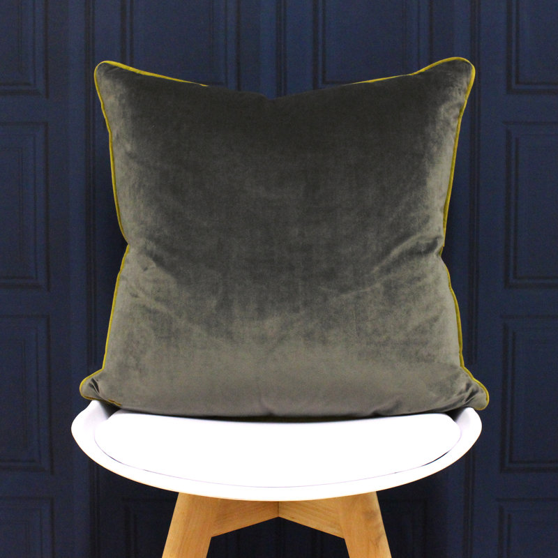 Oliver Square Throw, Charcoal/Moss, Pillow Cover Only - No Insert