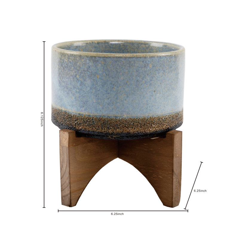 Pot de fleurs en céramique Nayeli, Bleu, H 6,12 po x l 6,25 po x P 6,25 po