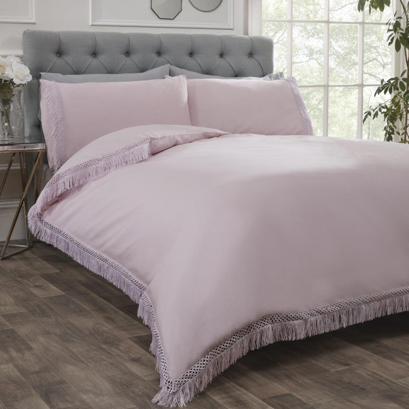 Huerta Solid Colour Duvet Cover Set with Pillowcases Included, Single Duvet Cover, Blush