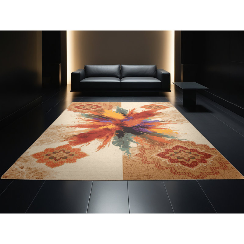 Tapis moelleux moelleux d'inspiration mondiale Snediker Holi, 6 x 9