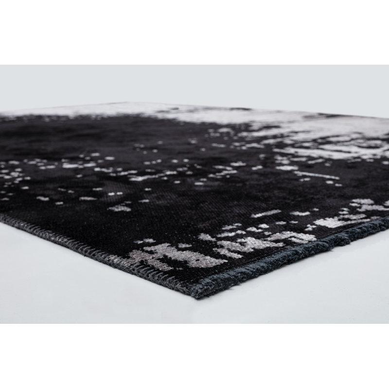 Rapture Black Gray Abstract Luxury Area Rug, Rectangle 7'10" x 9'10"