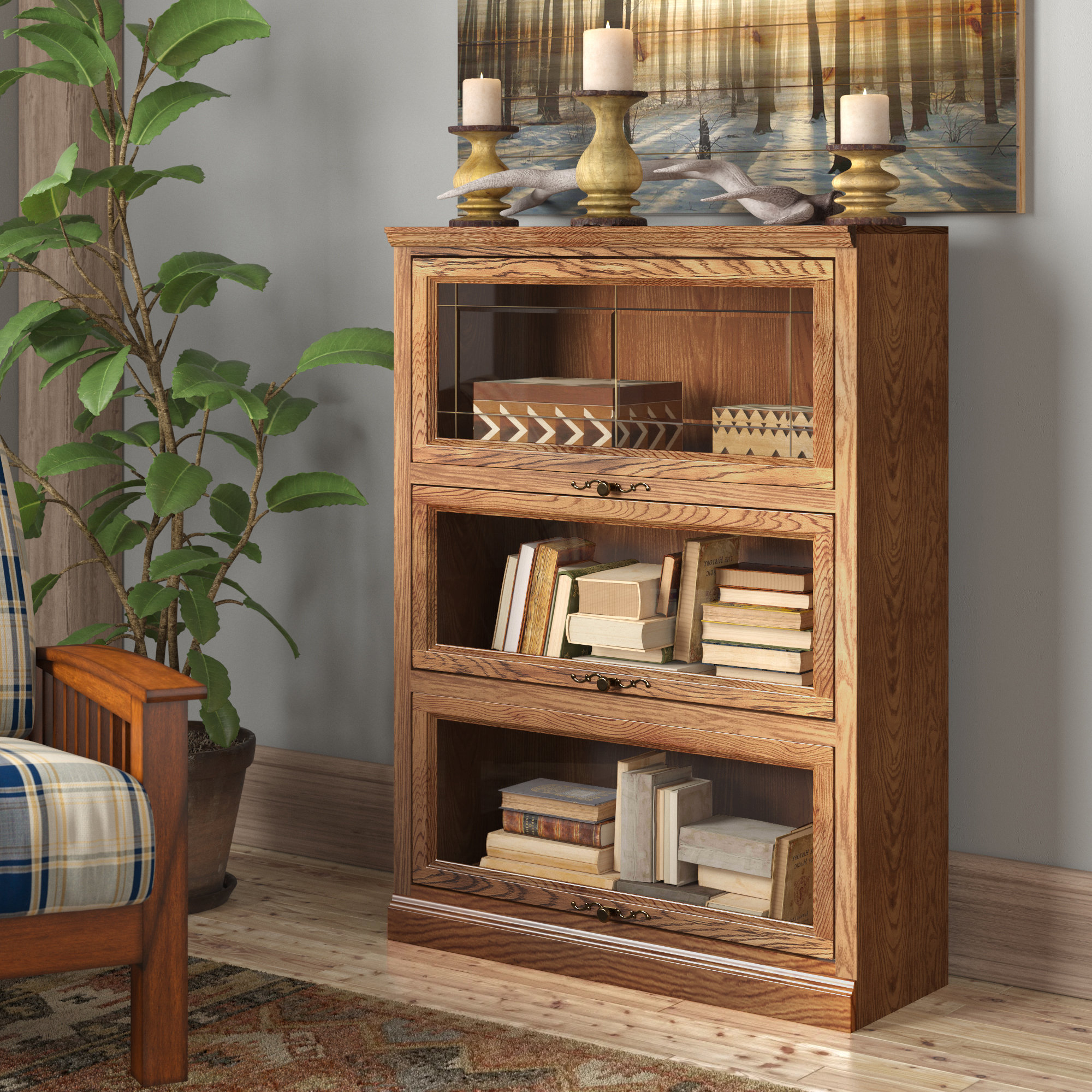 Lassiter Barister Storage Bookcase Loon Peak Color Antique Alder
