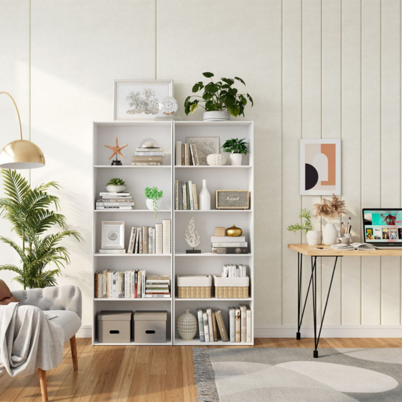 Bibliothèque de rangement à 5 tablettes H 67 "x l 23,5" Gethers, Blanc