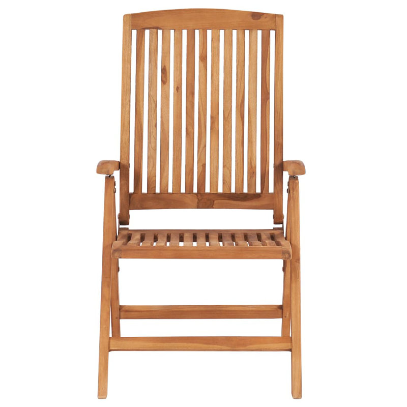 Chaise de patio pliante en teck avec coussin Espindola, gris