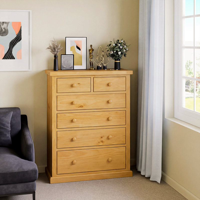 Jarrod Solid Wood 90cm W 6 - Drawer Chest of Drawers
