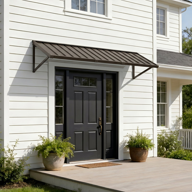 Powder-coated Metal Frame Standing Seam Fixed Window Awning All Weather Protection Door Canopy for Entrance, Windows, Porches, Balconies