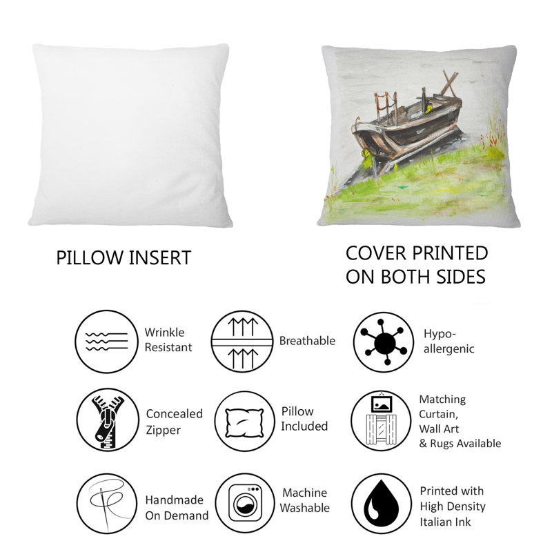 Coussin décoratif petit bateau par The Green Shore - Mission & Craftsman