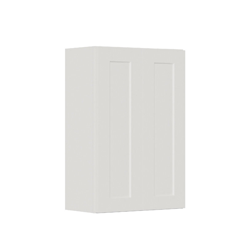 Armoires de buanderie à fixation murale avec portes et tablettes, armoire à pharmacie en bois massif RTA, armoire suspendue blanche Shaker de l 24 po x H 36 po x P 12 po, peu encombrante pour la cuisine, la salle de bain et le garage