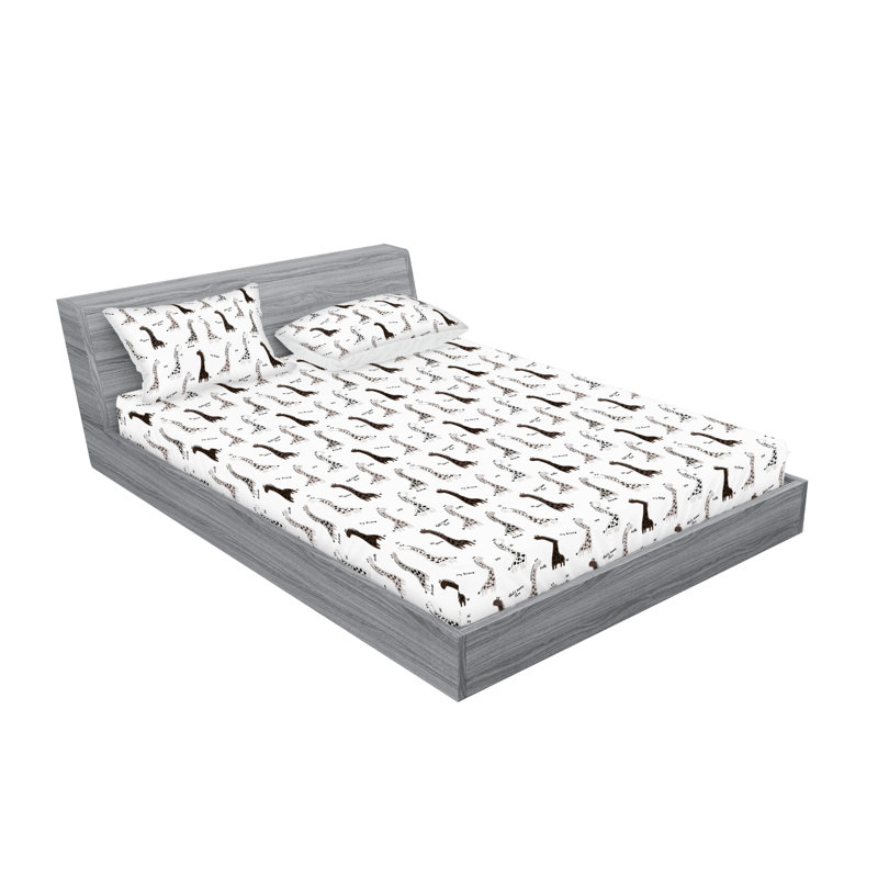 Full White Microfiber Animal Print Sheet Set
