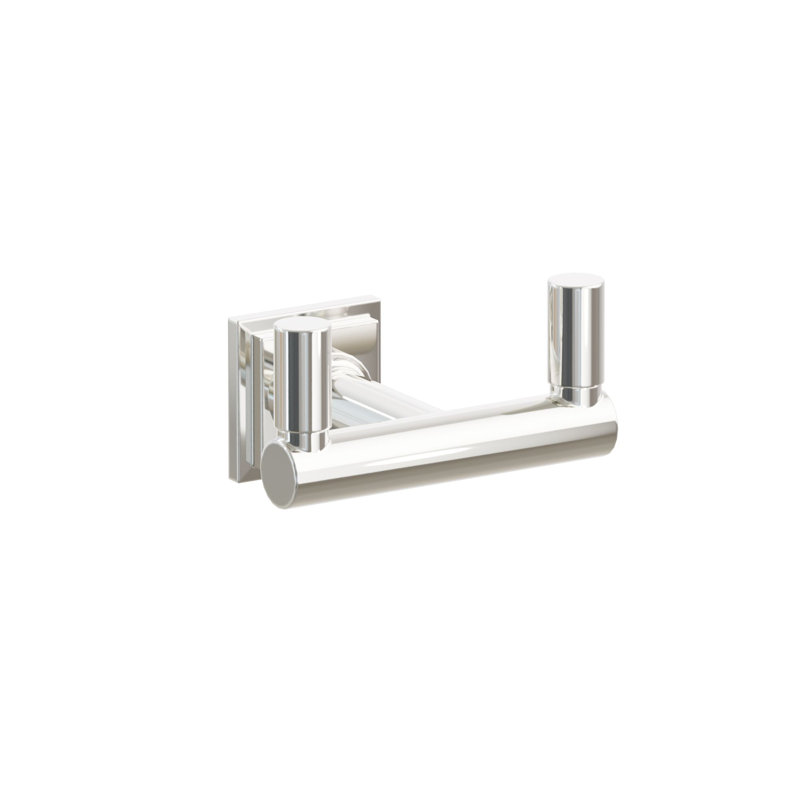 Crochet double Emtek Select avec rosette carrée, tige ronde et pointe lisse, Nickel poli