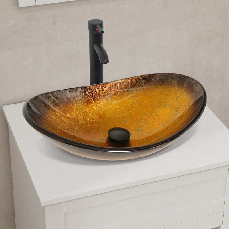 Ensemble de meuble-lavabo simple 24 po avec miroir Romford, Jaune