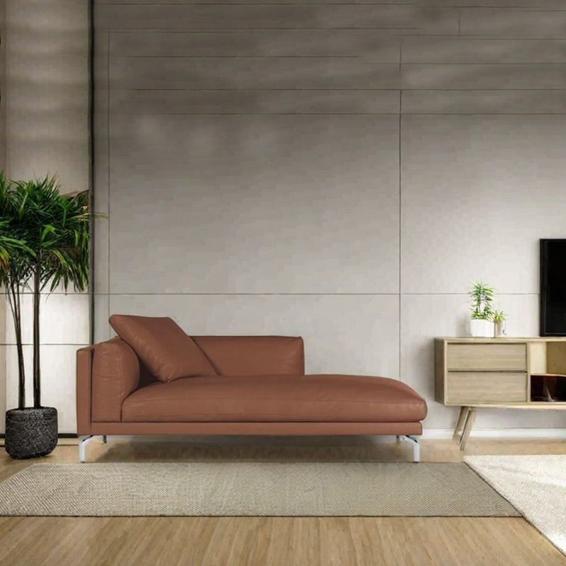 Light luxury sponge PU faux leather recliner, Brown, Left Hand Facing