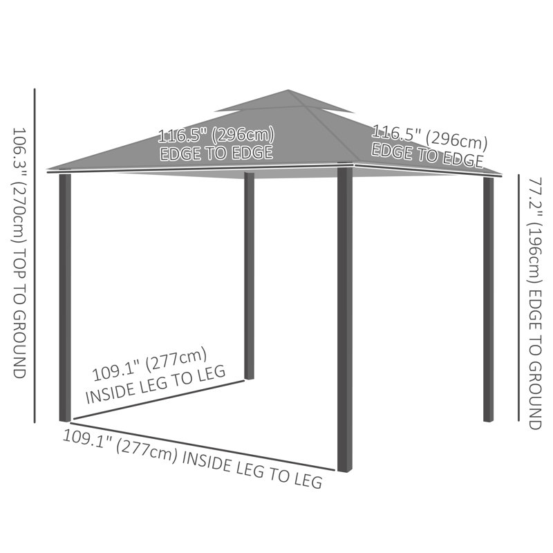 Extérieur 10 pi L 10 pi. D Pavillon de jardin en acier