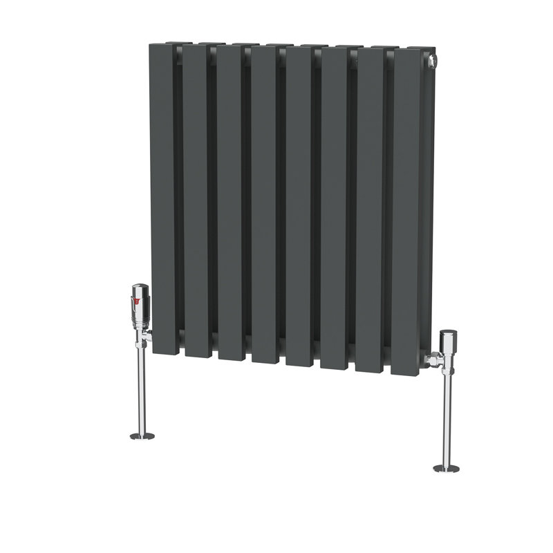 Ipolitas Double Panel D Shape Horizontal Designer Radiator, 60cm H x 55cm W, Anthracite
