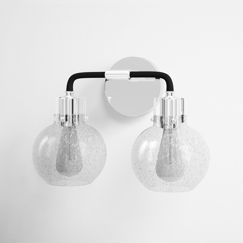 Byrne 2 Light Seeded Dimmable Vanity Light, Polished Nickel/Textured Black