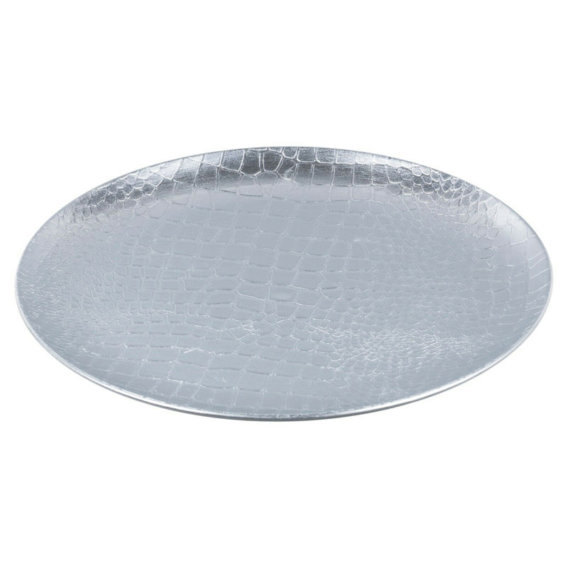 Heather Melamine Animal Print Charger, Silver