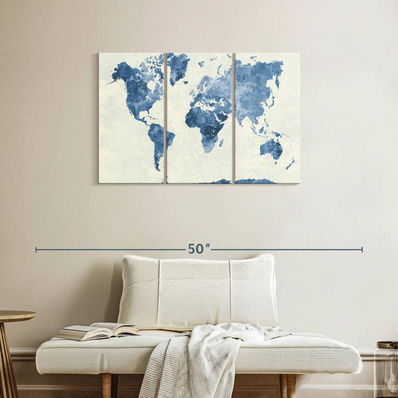 Aliaz Blue Map, 24" H x 38" W