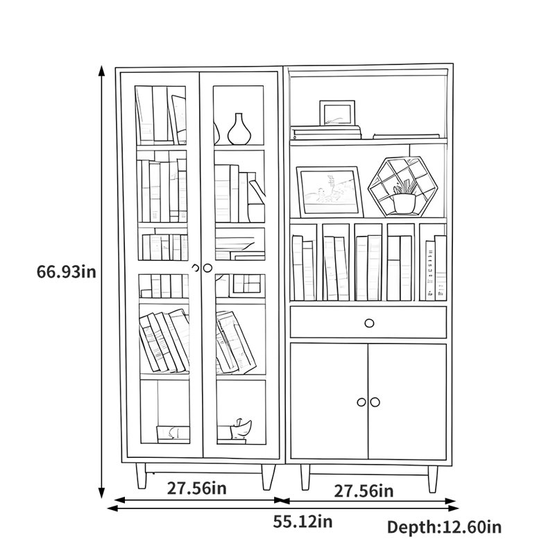 Needham 66.93" H x 55.12" W Solid Wood Standard Bookcase, Cherry