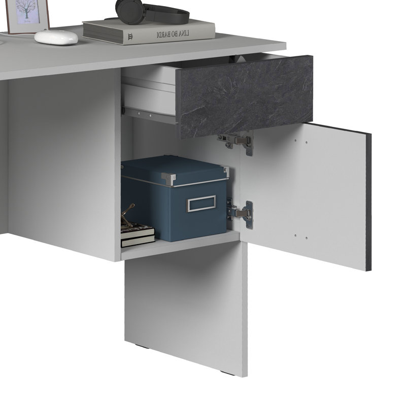 Rudman Computer Desk, GreyWhite