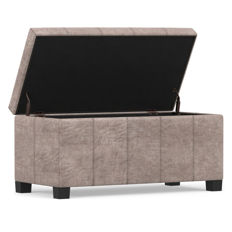 Repose-pieds rectangulaire avec rangement relevable Dover, Similicuir taupe grise