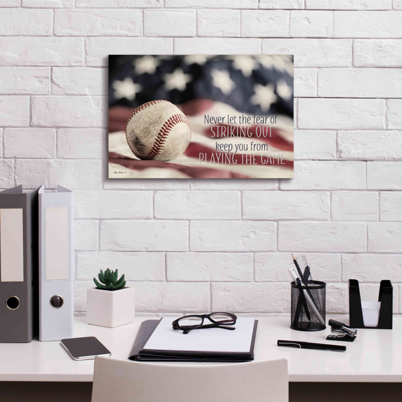«Baseball jouer le jeu sur toile» par Lori Deiter, H 12 po x l 18 po x P 0,75 po