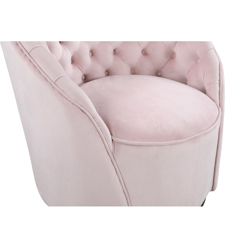 Fauteuil demi-tonneau pivotant en velours Alessio, Velours rosé