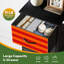 Petite commode à 4 tiroirs pour la chambre à coucher, grande commode à rayures horizontales orange et rouge pour organisateurs de placard avec commode