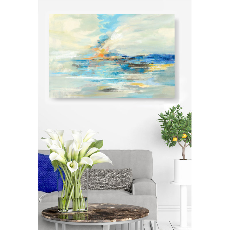 Nuage se brisant, Abstrait, Tropical, Plage, Bord de mer, Doux, Bleu, Indigo, Cyan, Bleu sarcelle, Orange, Jaune