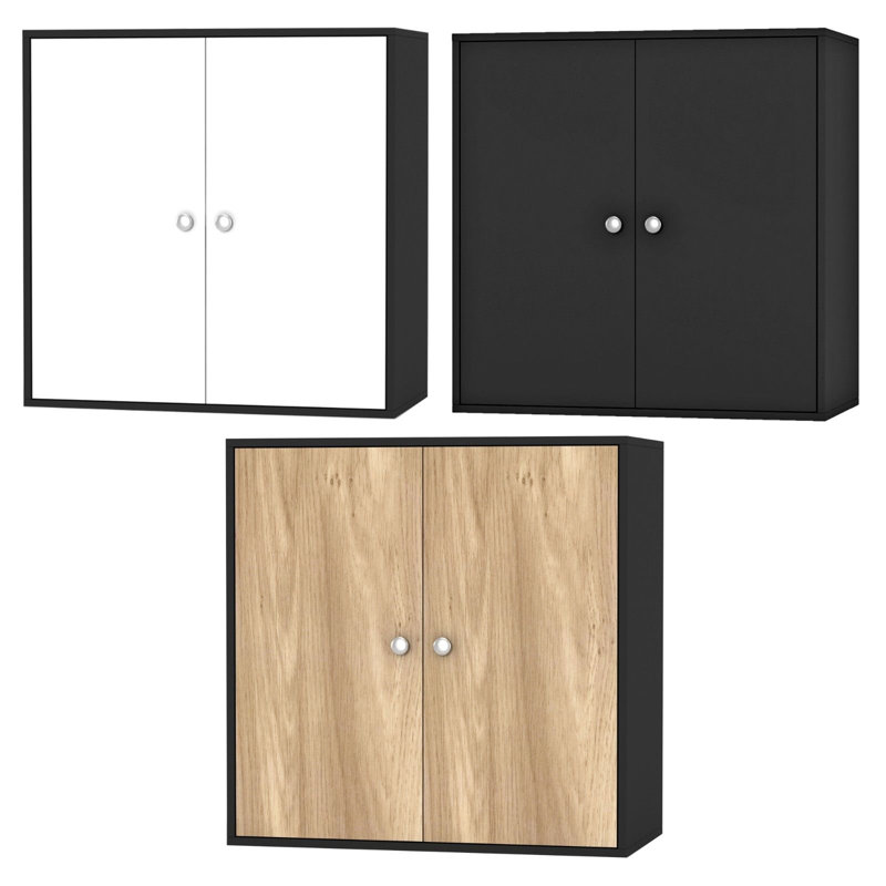 Elyssa 60Cm H x 60Cm W x 30Cm D Wall Cabinet, Black/Oak