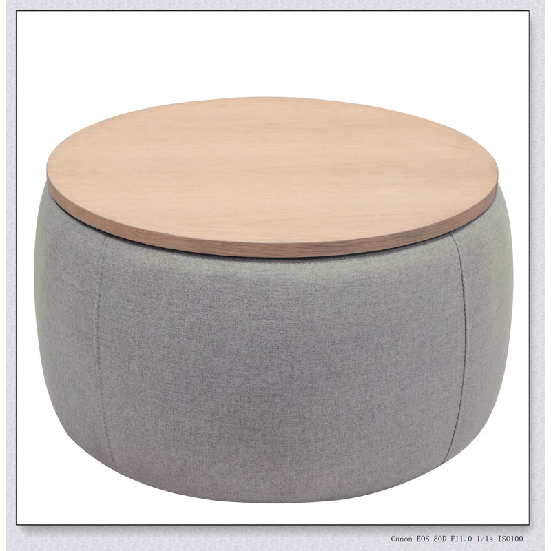 Repose-pieds rond avec rangement, fonction 2 en 1, table de bout et repose-pieds