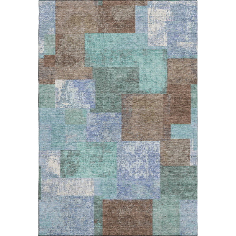 Premium Machine Washable Pinkston Geometric Rug, Rectangle 8' x 10'