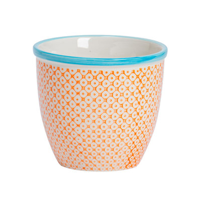 Nicola Spring - Hand-Printed Plant Pot - 14cm - Orange