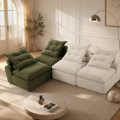 Canapé modulaire polyvalent avec revêtement en velours côtelé et coussins multiples pour la détente