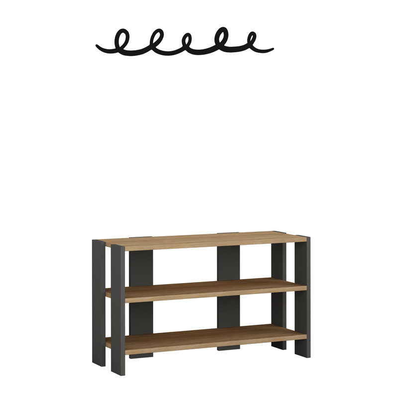 Dairine 2 Piece Hallway Set Stylish Shoe Storage Rack with Metal Hanger, Oak/Anthracite