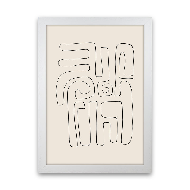 Abstract Line Doodles 2 - Print on Canvas, White Frame, 88cm H x 64cm W x 3cm D