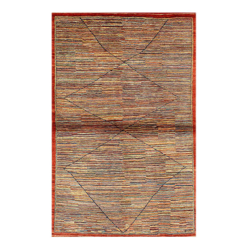 Tapis brun / noir / rouge en laine et en coton 3 pi 11 po x 5 pi 11 po Aleea